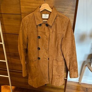 Faux Suede Three Quarter Button Coat